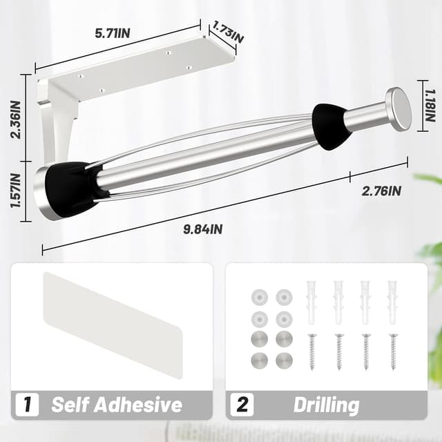Detalle 2 de VEHHE Küchenrollenhalter aus Edelstahl (silber) – einhändig bedienbar, ohne Bohren oder zum Montieren