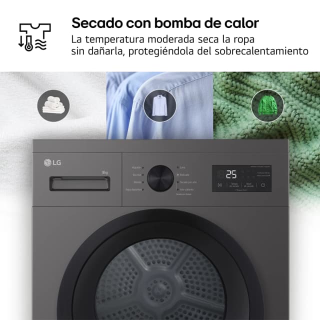 Detalle 2 de LG RHA1008NDK Secadora 8 kg
