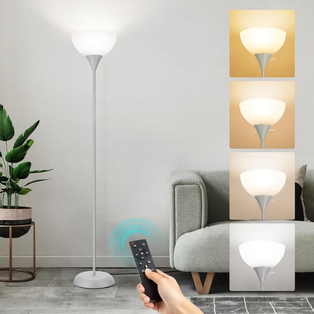 Detalle de OUTON Dimmable Upligther Floor Lamp with Remote Control (3000K–6000K) and 1H Timer
