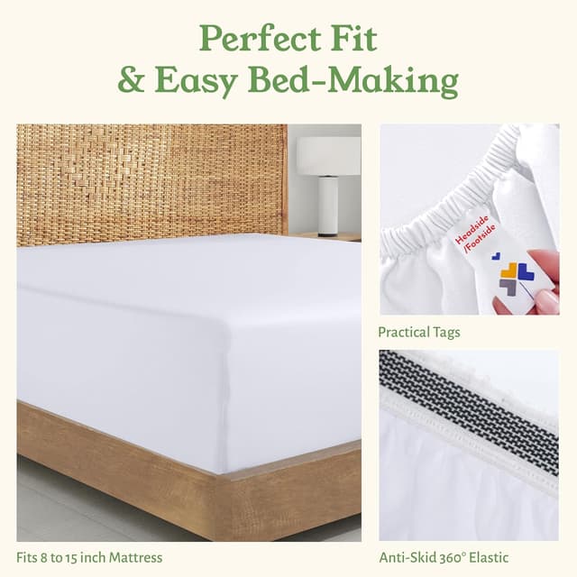 Detalle de Organic Cotton Percale Fitted Sheet 300TC