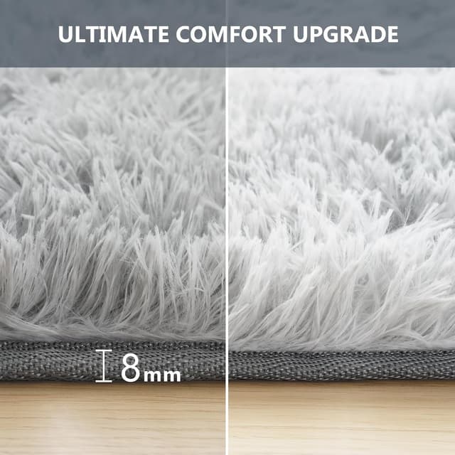 Detalle de Vamcheer tapis de salon moderne pelucheux 8 mm lavable antidérapant tie-dye/gris clair 160x230