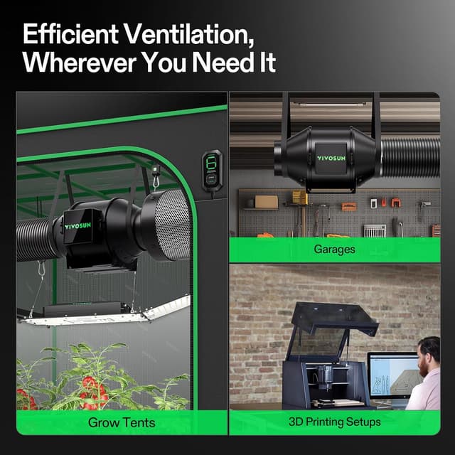 Detalle de VIVOSUN AeroZesh G4 100 mm kit estrazione con ventilatore, regolatore E12, filtro a carbone e condotto 240 cm
