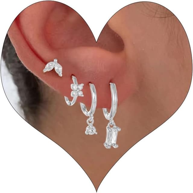 Detalle de VELESAY créoles huggie en argent, Zirconium