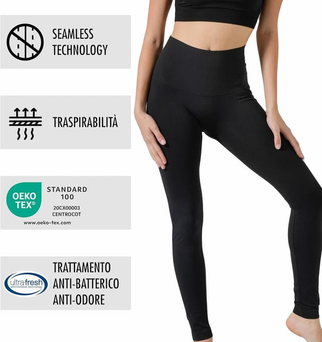 Detalle de Risalti Leggins Push Up Sculpt a vita alta seamless Made in Italy per yoga e fitness