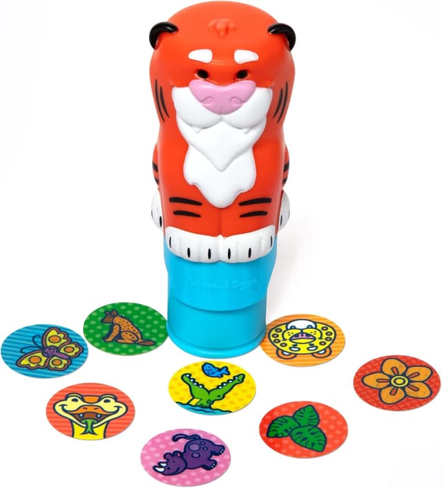 Detalle de Melissa & Doug Sticker WOW! Tiger-Paket – 24-seitiger Aktivitätenblock, Aufkleberstempel und 500 Safari-Aufkleber