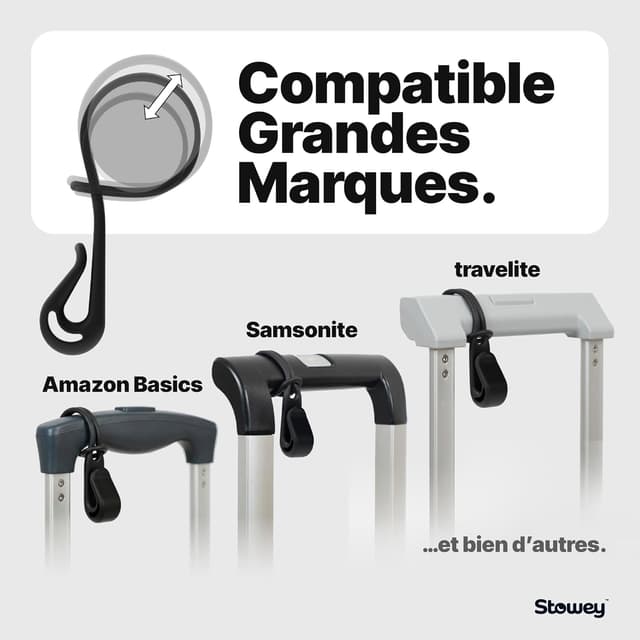Detalle de Lot de 4 crochets d’accroche valise Travel Essentials (jusqu’à 10 kg) pour veste & sacs