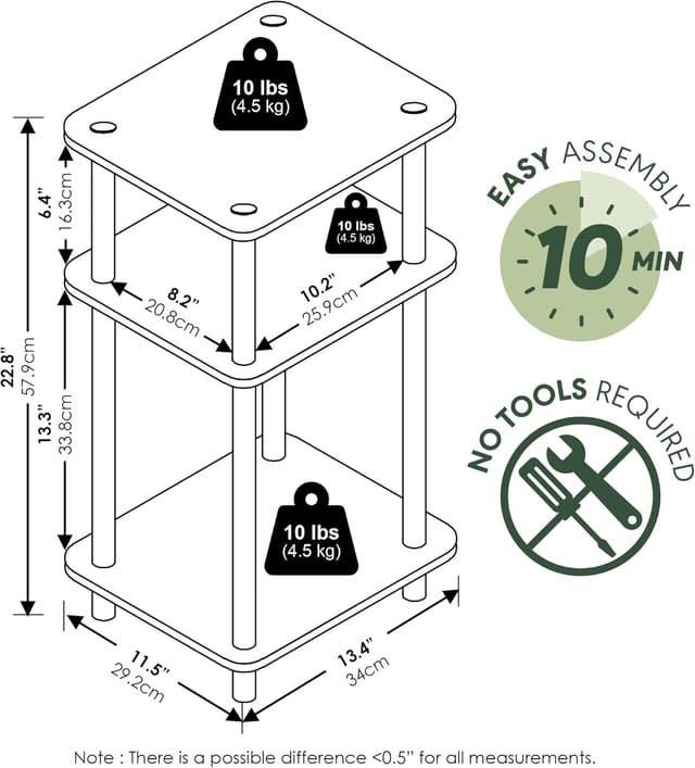 Thumbnail 2 de Furinno Tavolino Turn-N-Tube 3 livelli Rovere