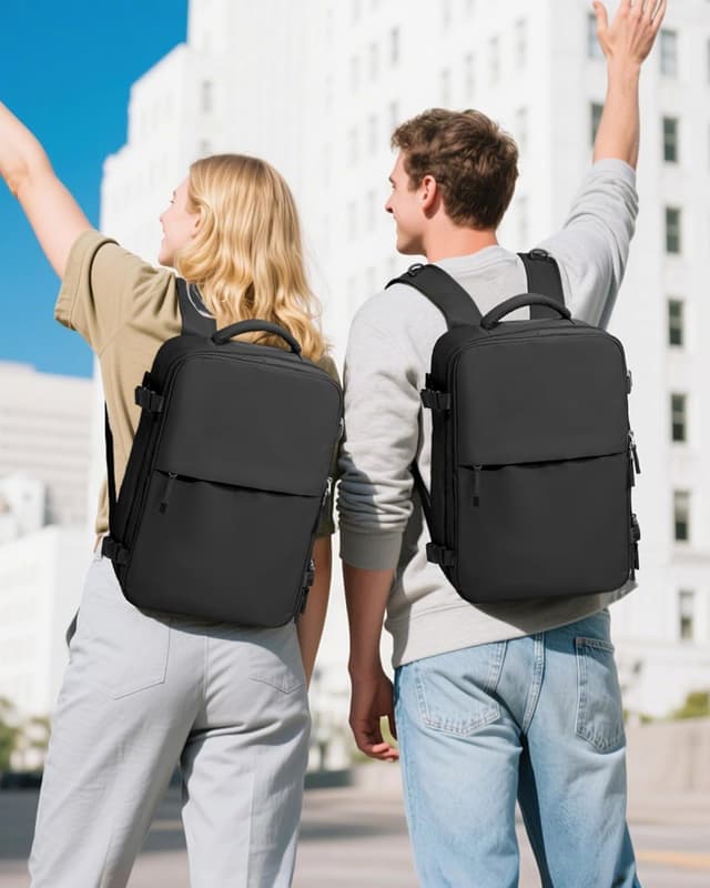 Detalle 2 de SZLX Vakuum Rucksack Ryanair Handgepäck 40 x 30 x 20 cm mit Pumpe – 14-Zoll-Laptopfach und Schuhfach