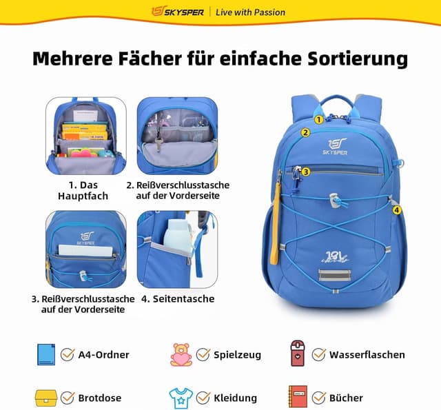 Detalle 2 de SKYSPER Kinderrucksack Wandern 3-8