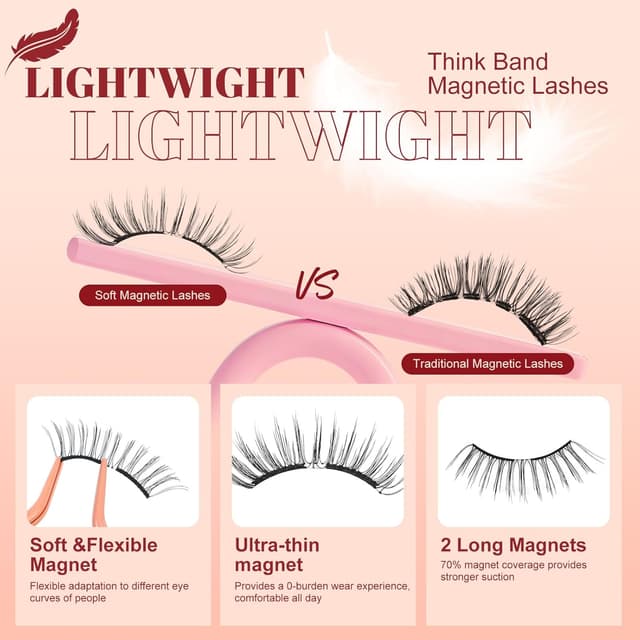 Detalle de Higu clace weiche magnetische Wimpern (SOFT SET-D2) ohne Kleber – inkl. Applikator