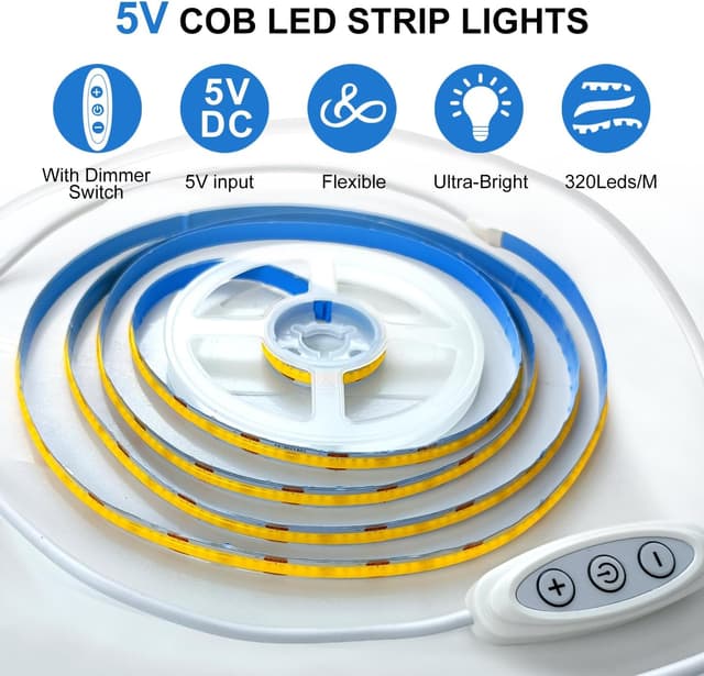 Thumbnail 6 de HEXJOSGL 5V USB COB LED Strip 320 LEDs/m