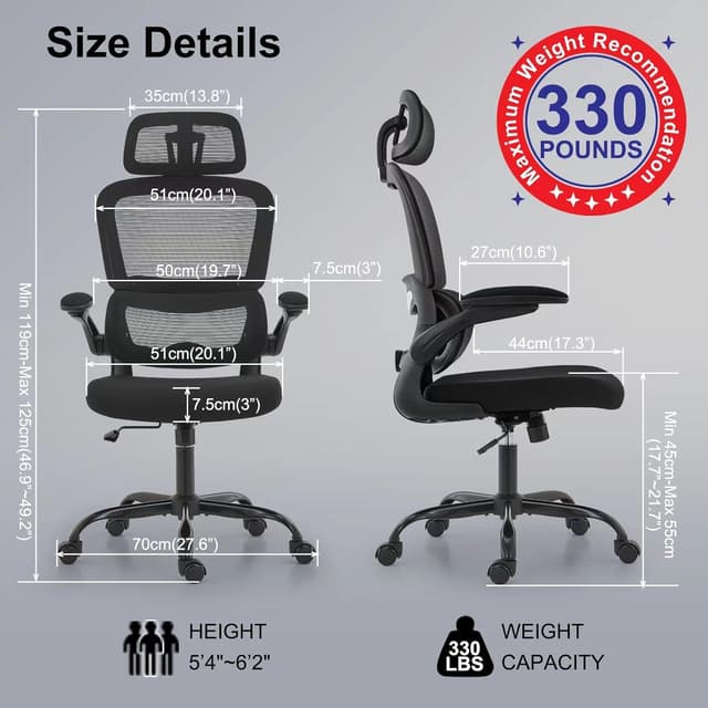 Detalle 2 de TRALT Ergonomic Office Chair 330 LBS