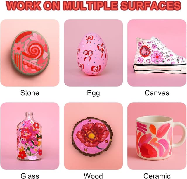 Detalle de NICETY 32-Colour Acrylic Paint Pens with 1–5mm Brush Tips (Red)