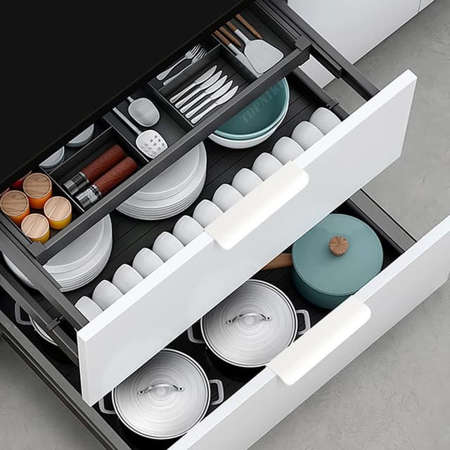 Detalle de HY HUIJUN 2 pezzi maniglie nascoste per armadio in alluminio bianco (interasse 64 mm, lunghezza 80 mm)