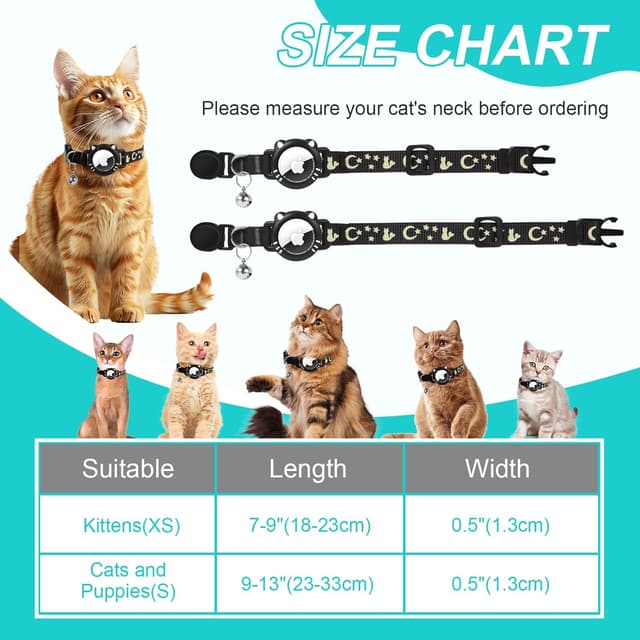 Detalle 2 de Ytanest Reflective AirTag Cat Collar 7–9 in 🐱