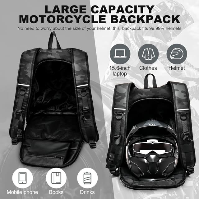 Detalle 2 de WEPLAN Motorrad-Rucksack wasserdicht 50 l