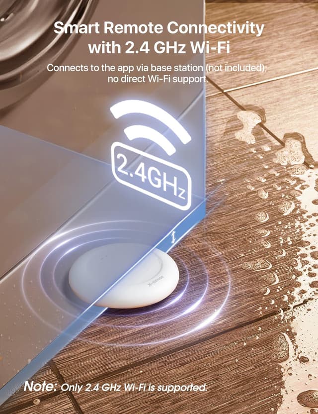 Detalle de X-Sense Wi‑Fi Water Sensor (SWS0A) smart leak detector with app alerts — IP67 waterproof, SBS50 base station required