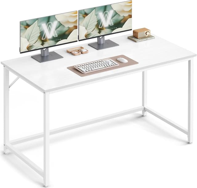 Detalle de VASAGLE Scrivania per computer LWD039W01 bianco acciaio 60 x 120 x 76 cm