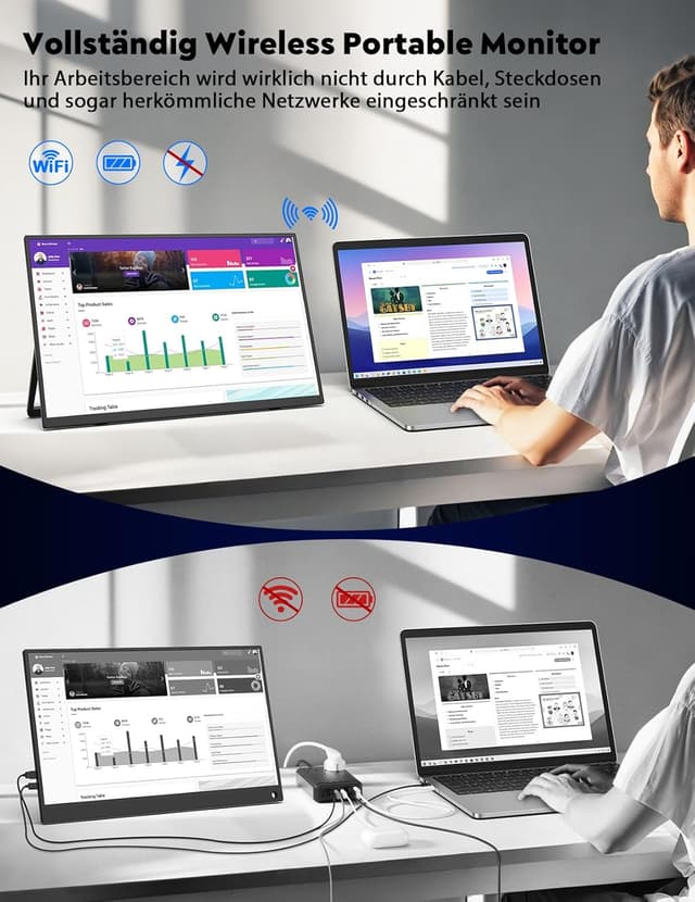 Detalle 2 de MAGICRAVEN Drahtloser Portable Monitor 15,6"