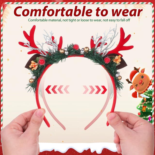 Thumbnail 4 de Healifty Reindeer Antlers Headband for Christmas