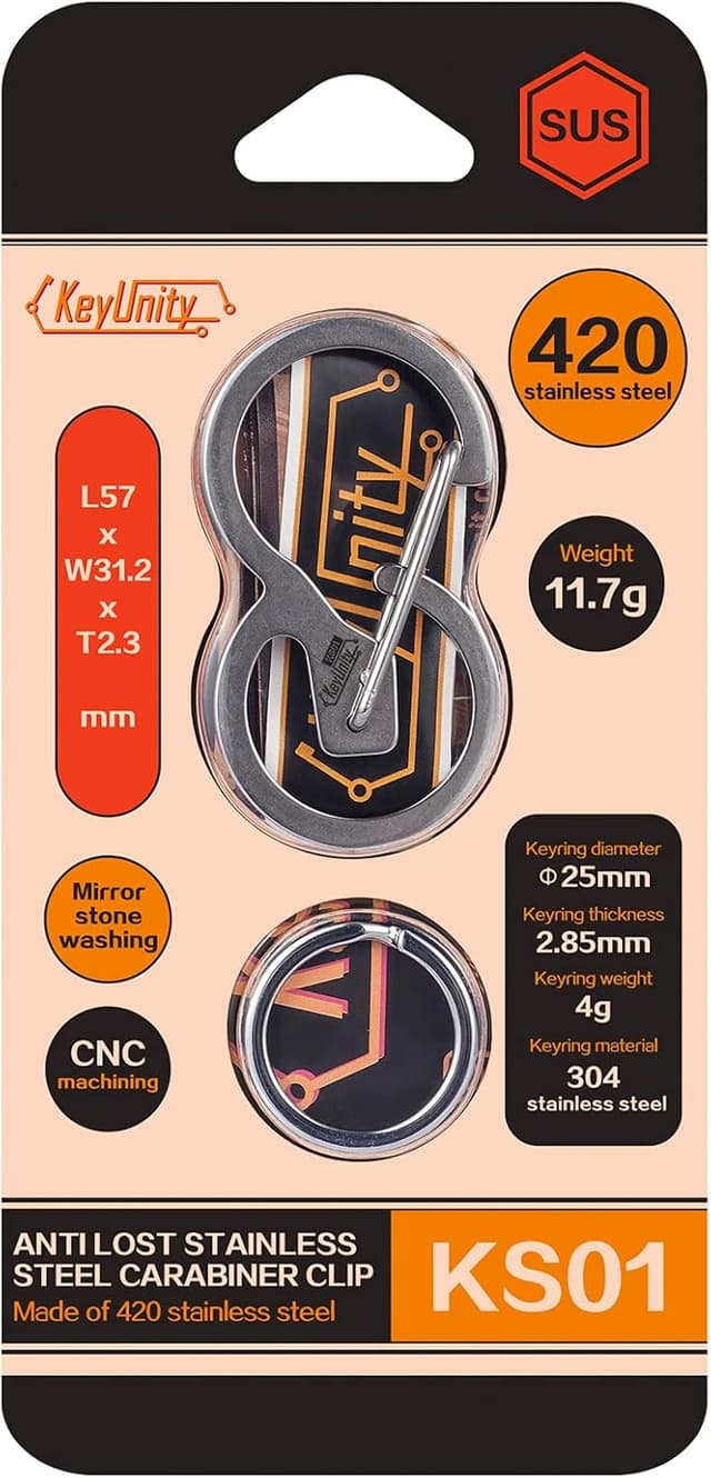 Thumbnail 6 de KeyUnity Keyring Clip 8 Shape Stainless Steel