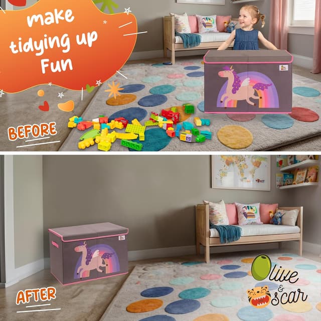 Thumbnail 4 de OLIVE&OSCAR 80L Toy Box Pink Unicorn