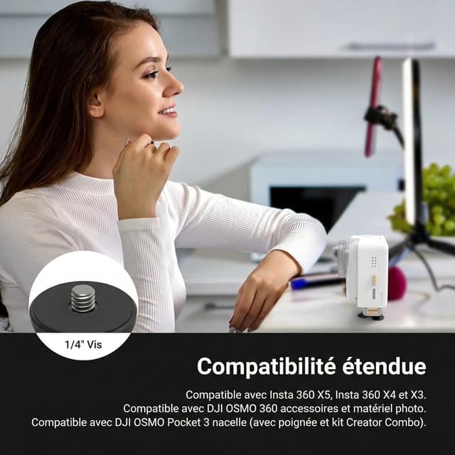 Detalle de NEEWER Mini trépied AC051 compatible DJI Osmo Pocket 3 (et options 1/4")