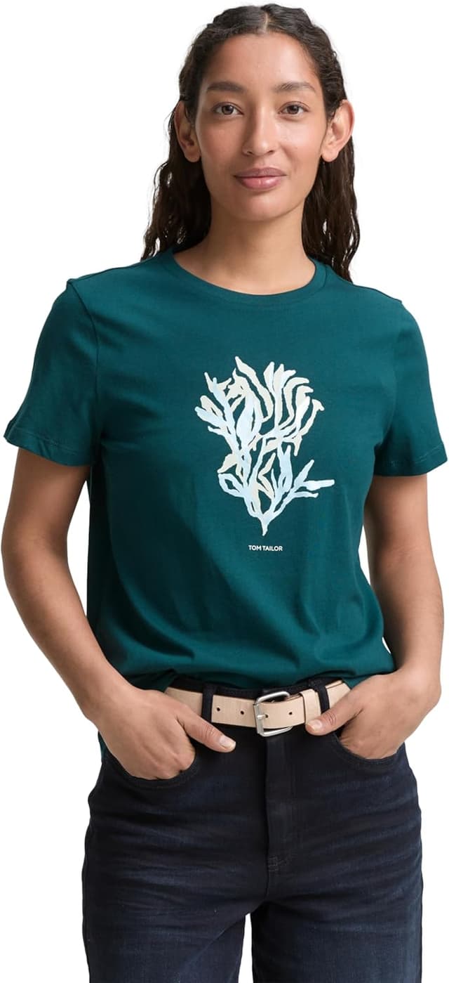 Detalle 2 de TOM TAILOR T-Shirt donna a maniche corte: comfort quotidiano e vestibilità comoda