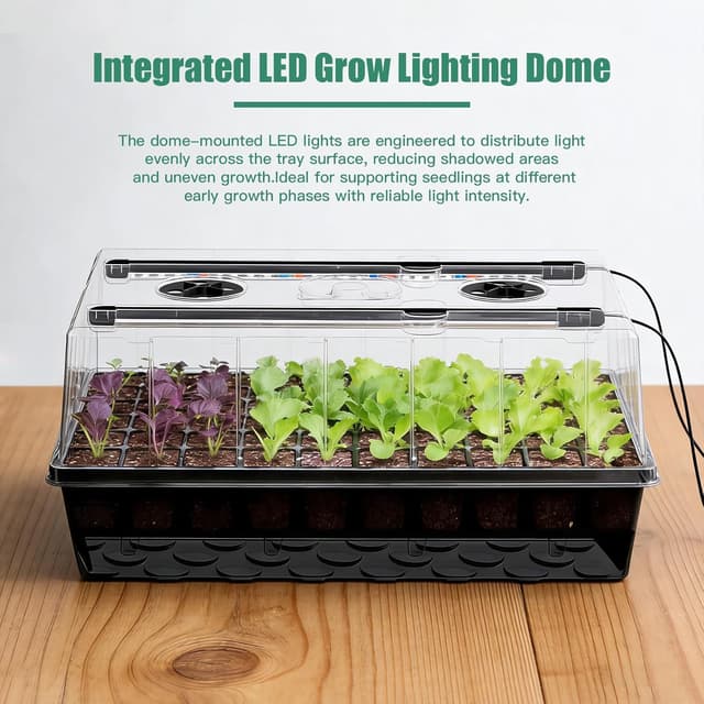 Detalle de ROCKY&CHAO grow light seed tray kit, 60-cell