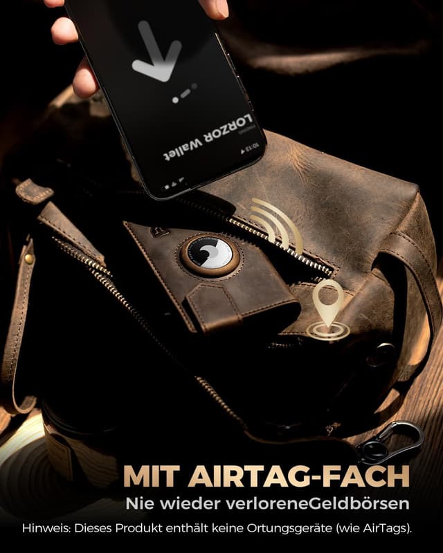 Thumbnail 5 de LORZOR AirTag Wallet mit XXL Münzfach 30 Münzen
