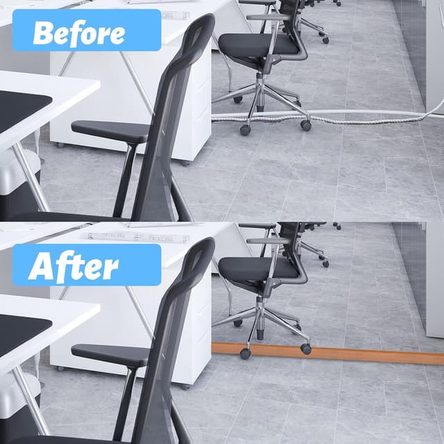 Detalle de DIKARIYA Kabelkanal Holzoptik selbstklebend (2,5 cm x 1 m) – flexible Boden-Kabelbrücke zum Schutz von Leitungen