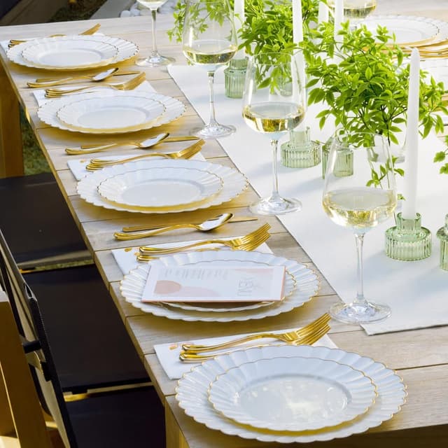 Detalle de By Madee HEAVYWEIGHT 60-Pc Ivory Plates