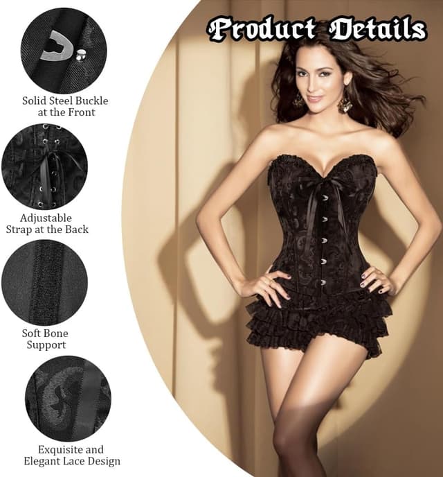 Thumbnail 2 de AUYAO Corsetto Donna Nero Elegante S-XL