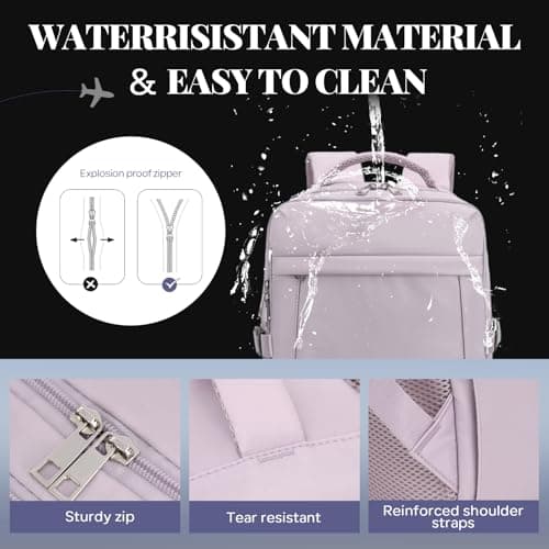 Detalle 2 de Yankony Mochila de cabina 44L 55x40x20 cm morada para avión con bolsillo antirrobo