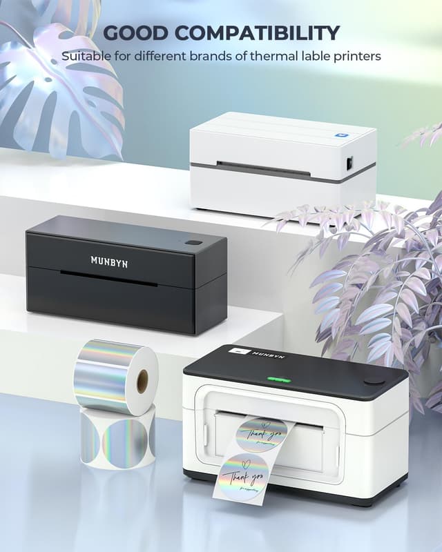 Detalle de MUNBYN holographic thermal labels 400