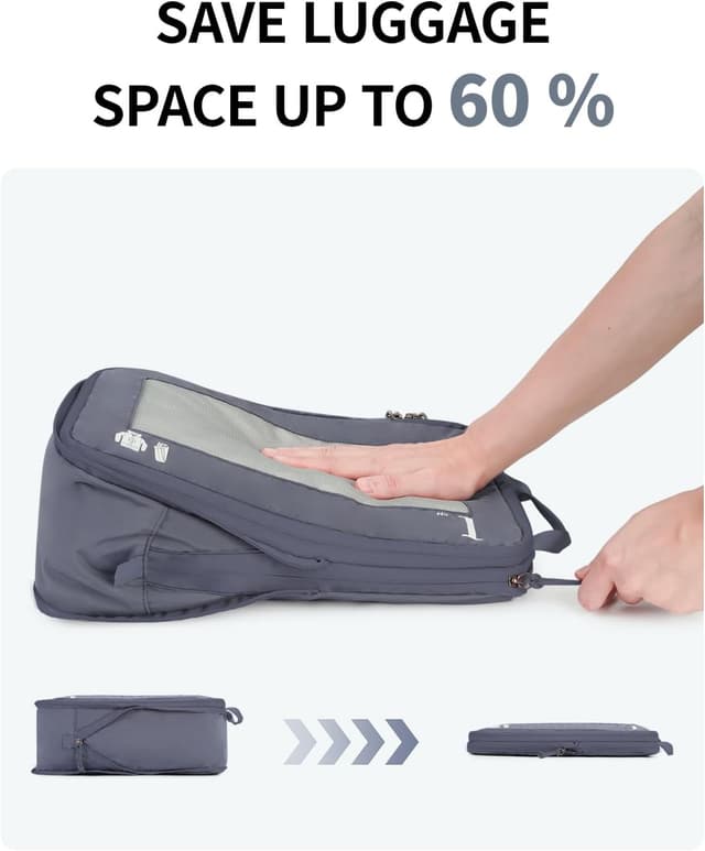 Detalle de ECOHUB 5-teilige Kompressions-Koffer-Organizer-Set (Kompression Packing Cubes) – Dunkelgrau