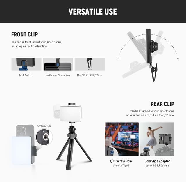 Thumbnail 6 de NEEWER VL67B Clip On Fill Light 2000mAh