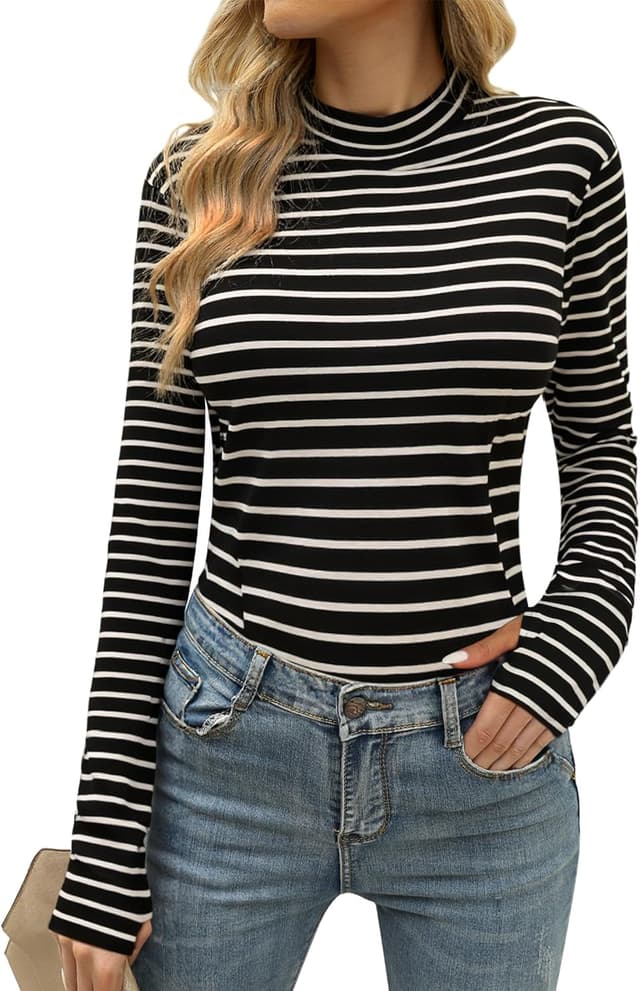 Detalle de T-Shirt femme Terecey manches longues en coton épais : sous-vêtement thermique à col montant