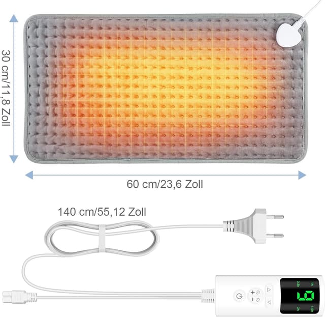 Detalle de UOHHBOE Heizkissen 75W (60×30 cm) mit PTC-Schnellheizung, 9 Temperaturstufen & 4-Stunden-Timer