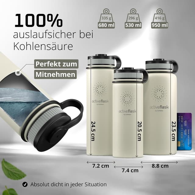 Thumbnail 6 de ACTIVE FLASK Edelstahl-Trinkflasche mit Strohhalm und 3 Deckeln – auslaufsicher, BPA-frei