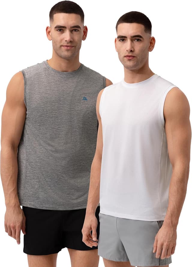 Detalle de DANISH ENDURANCE Débardeur de sport sans manches (lot 1 ou 2) pour homme – T-shirt technique ultra respirant
