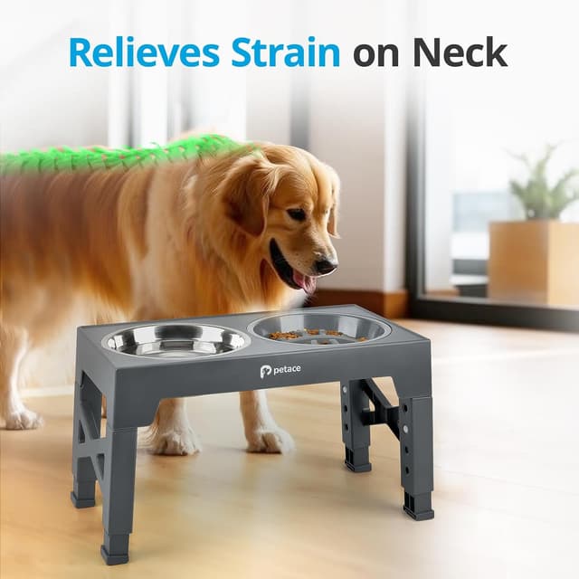Detalle 2 de Petace Comedero Perro Elevado 2x1200ml 1x800ml 🐾