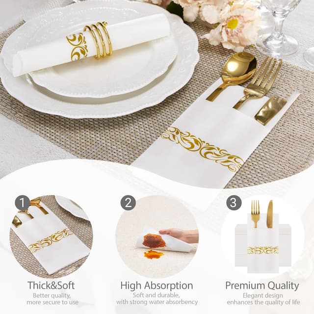 Thumbnail 2 de VANHEON Linen Feel Napkins 50 Pack