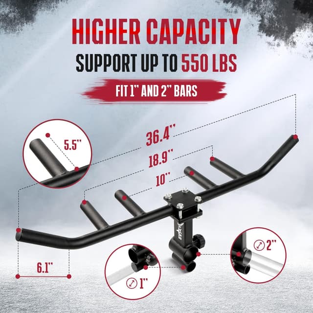 Detalle de Yes4All manico landmine multi-grip 550LBS con presa a T (Rowing, Viking Press) per bilanciere da 2”