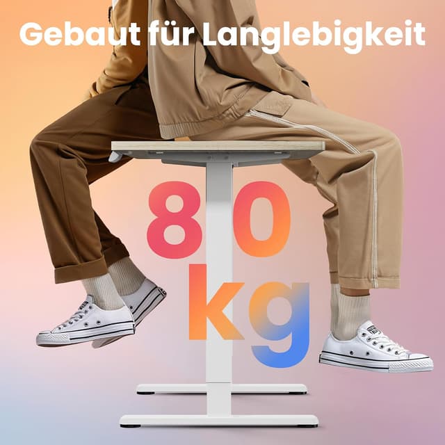 Detalle 2 de HUANUO höhenverstellbarer Schreibtisch 80 x 48 cm – elektrisch, 4 Speicherhöhen