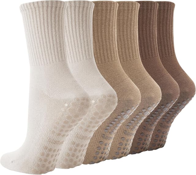 Detalle de BISOUSOX Pilates Socken für Damen (3 Paar) aus Baumwolle – antirutsch für Yoga, Fitness & Training, Größe 36–40