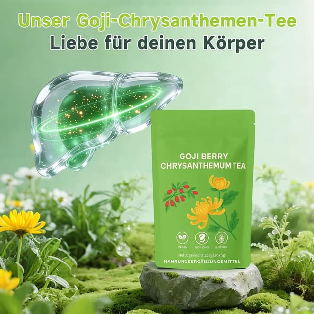 Thumbnail 6 de Detox Tee Leber Balance Kräutertee mit Goji & Chrysanthemen – koffeinfrei, zuckerfrei, vegan (30 Teebeutel à 5 g)