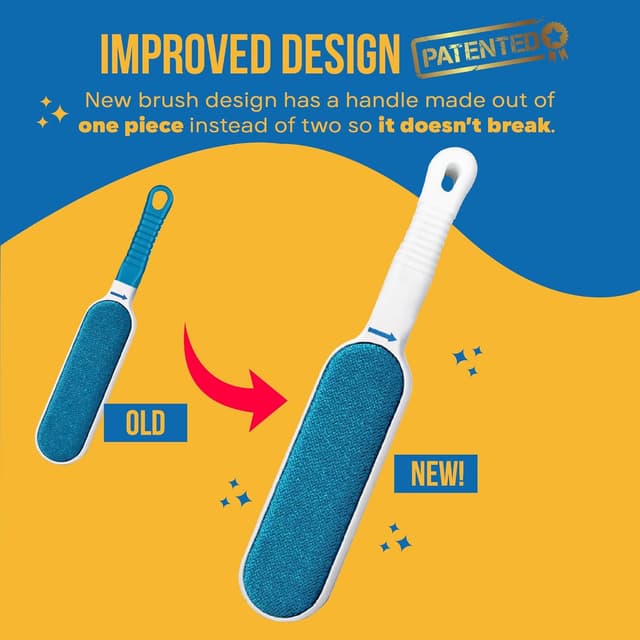 Detalle de Fur Magic Pet Hair Remover Brush with Easy-Open Self-Cleaning Base (White) – Reusable lint & fur tool