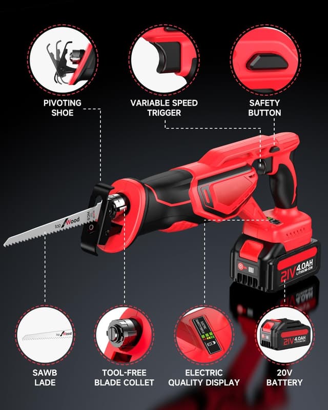 Thumbnail 6 de XIAZIR Säbelsäge Akku 2×21V 4,0 Ah