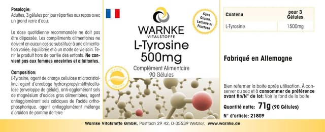Thumbnail 4 de Warnke L‑Tirosina 500 mg 90 capsule vegane 💊